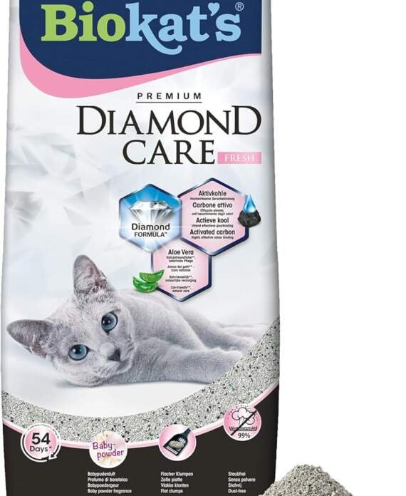 biokats diamond care fresh au parfum de talc litiere fine pour chats au charbon actif et a laloe vera 1 sac 1 a 10 l