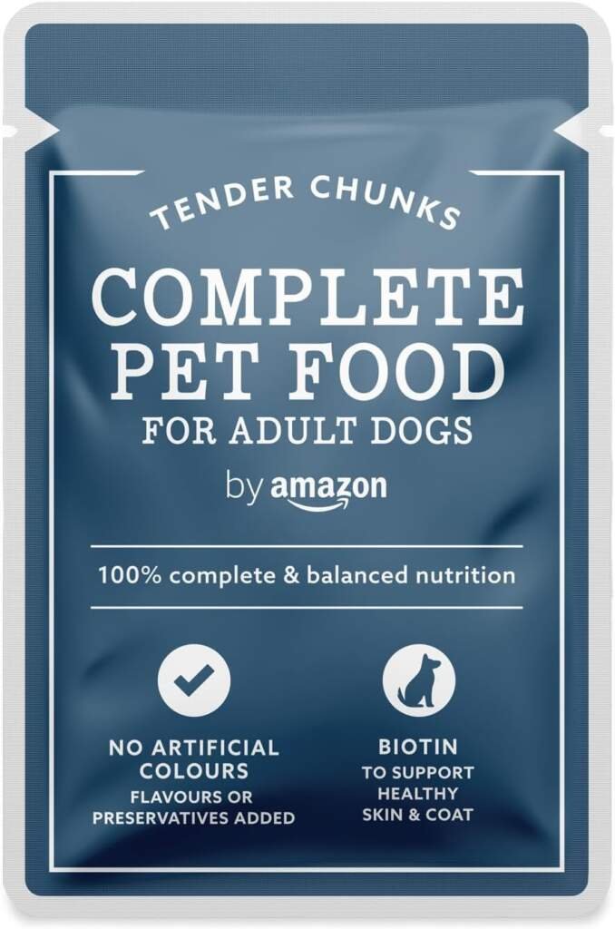 by Amazon Aliment Complet Pour Chiens Adultes, Sélection à la Viande en Sauce, 4.8 kg, 48 lot de 100g