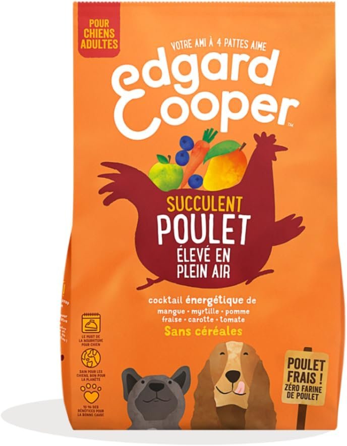 Edgard  Cooper Croquettes Chien, (Poulet Frais, 2.5kg) sans Céréales, Viande fraîche et protéines de qualité, Vrais ingrédients pour Chiens, Hypoallergénique, sans sucres ajoutés