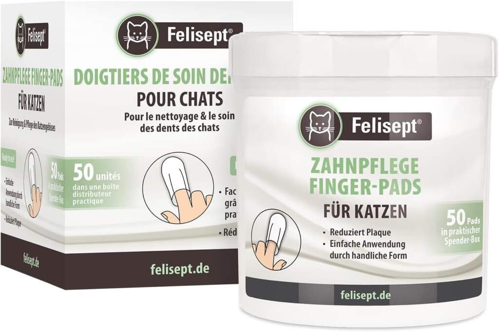 Felisept Doigtiers De Soins Dentaires Pour Chats 50 pcs - Soins des dents chats - Pour Le Nettoyage Et Le Soin Des Dents Du Chat - Pour hygiène Et Santé Du Chat - Empêche Plaque Dentaire Et Le Tartre