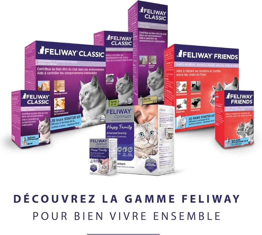 FELIWAY Optimum - Anti-Stress pour Chat - Complexe de phéromones apaisantes pour Une sérénité renforcée - 1 Recharge 30 Jours