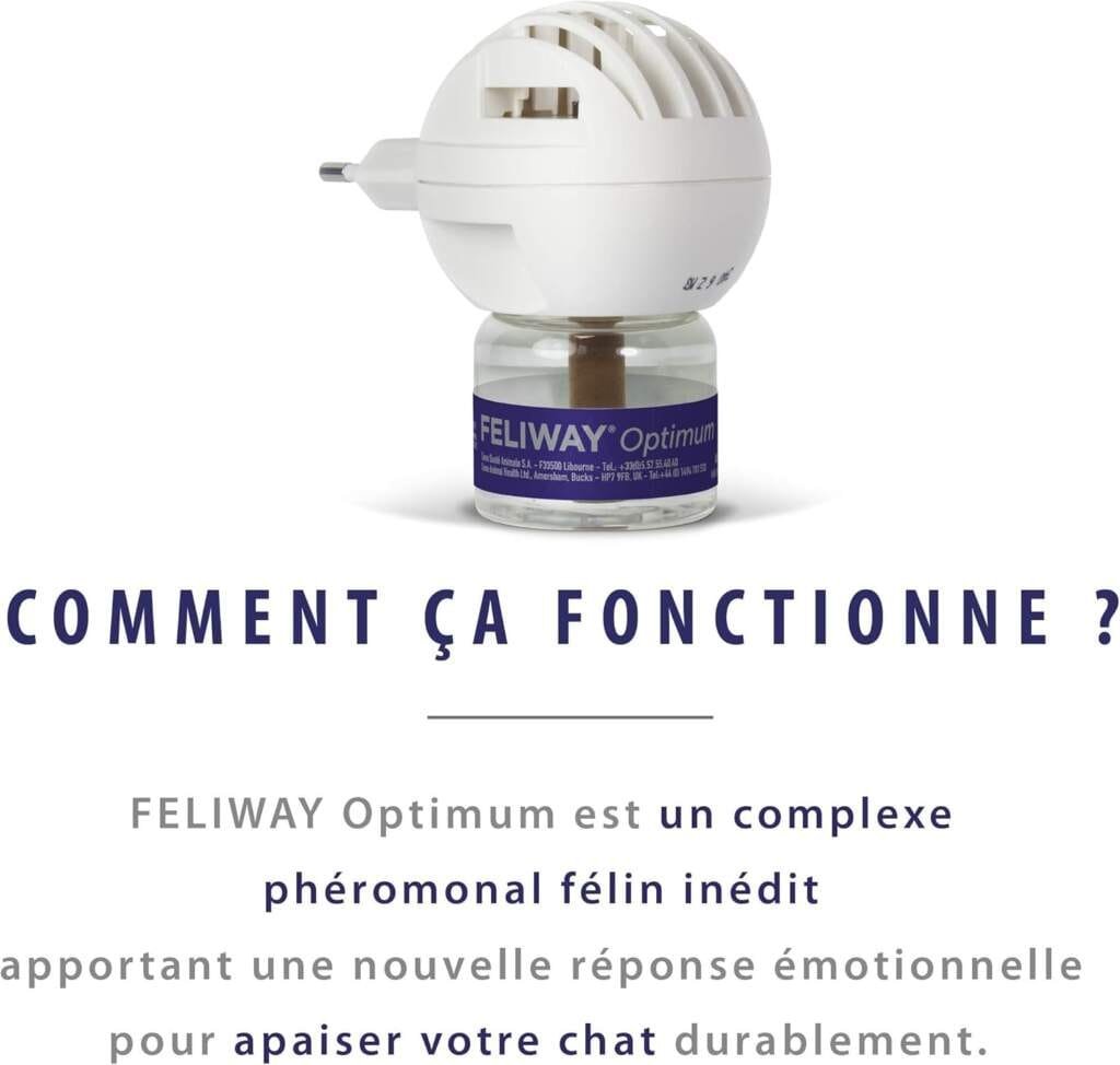 FELIWAY Optimum - Anti-Stress pour Chat - Complexe de phéromones apaisantes pour Une sérénité renforcée - 1 Recharge 30 Jours