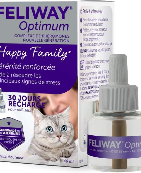 feliway optimum anti stress pour chat complexe de pheromones apaisantes pour une serenite renforcee 1 recharge 30 jours