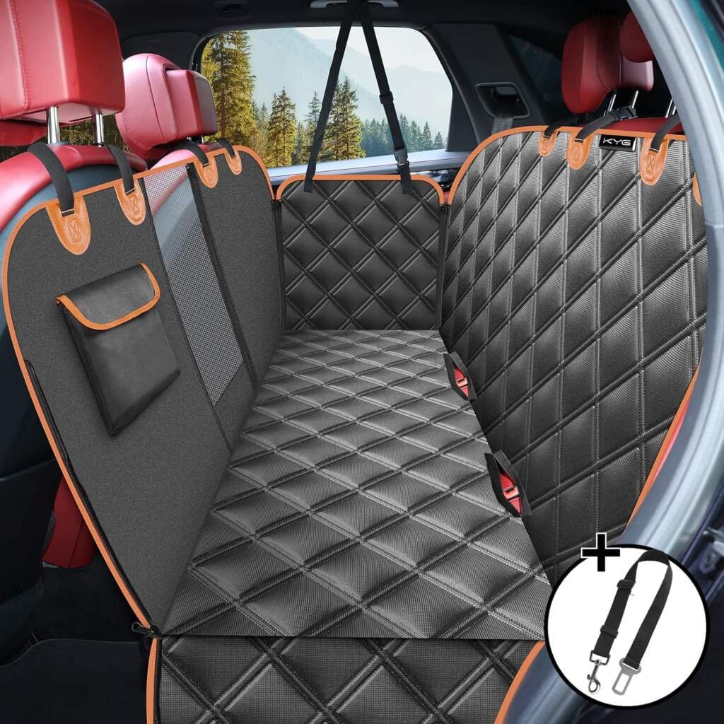 KYG Housse de Siège dauto pour Chien Banquette Arrière Antidérapant et Imperméable Mise à Niveau Matérielle avec Fenêtre de Visualisation Protection Coffre Universelle Voiture 135X148 cm Noir