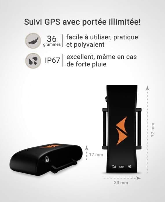 paj gps pour chien alarme de fugue suivi en direct mode deconomie de batterie pres de routeur signaux sonores etanche ip 3