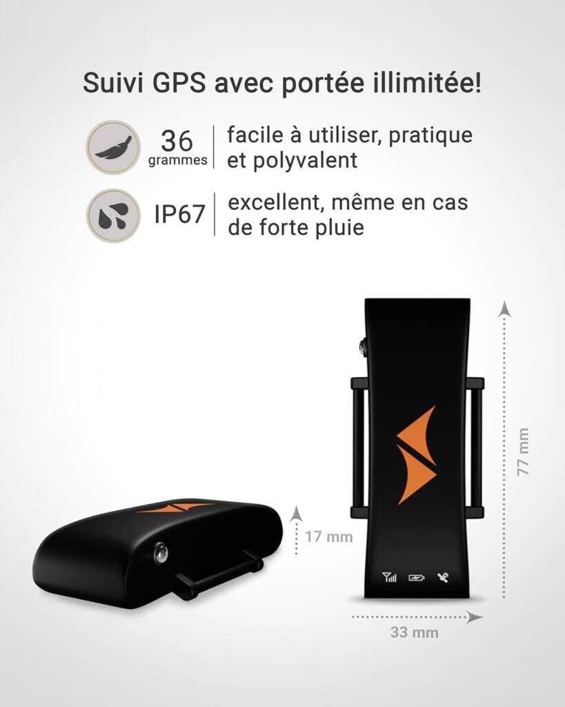 PAJ GPS pour Chien - Alarme de Fugue + Suivi en Direct - Mode déconomie de Batterie près de routeur - Signaux sonores- Étanche (IP67) - sadapte à Tous Les Colliers