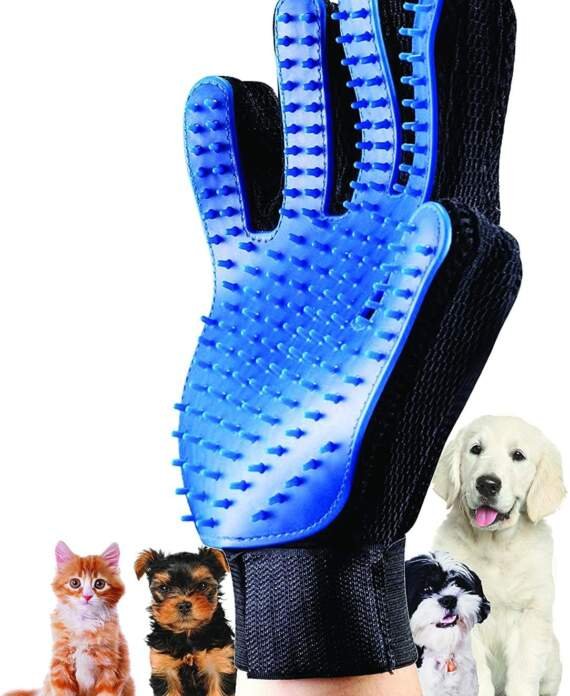 parence gants de toilettage massage chien chat nettoyage de poils danimaux en caoutchouc couleur aleatoire bleunoirgrisv 2