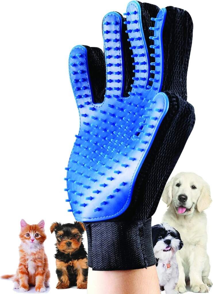 PARENCE - Gants de Toilettage Massage Chien Chat - Nettoyage de Poils danimaux en Caoutchouc - Couleur Aléatoire (Bleu,Noir,Gris,Vert)