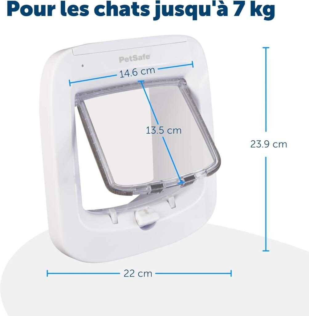 PetSafe Chatière à Puce électronique, accès sélectif pour Votre Chat, empêche Les étrangers dentrer, Installation Facile, Chats jusquà 8 kg, Blanc