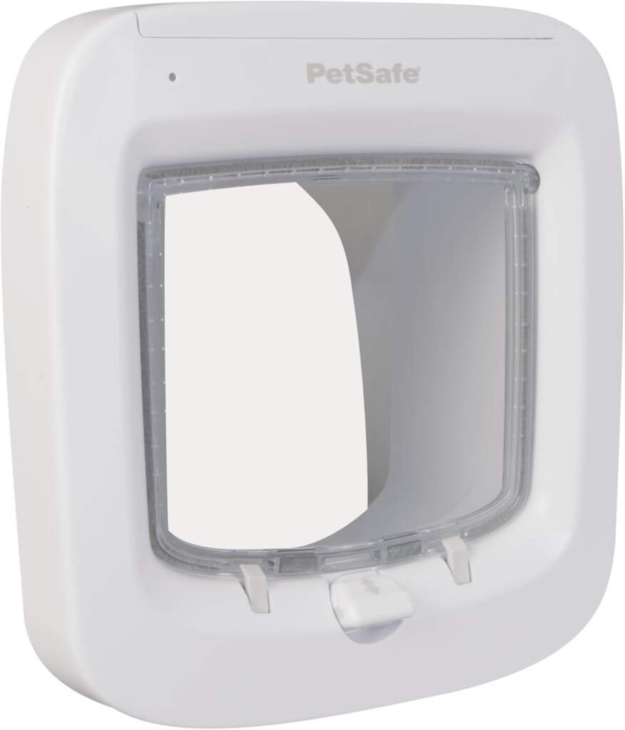 PetSafe Chatière à Puce électronique, accès sélectif pour Votre Chat, empêche Les étrangers dentrer, Installation Facile, Chats jusquà 8 kg, Blanc