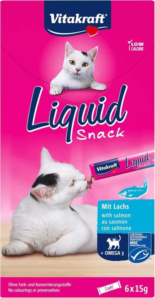 Vitakraft Liquid Snack Friandises Boeuf et Herbes du Chat, 6 x 15g