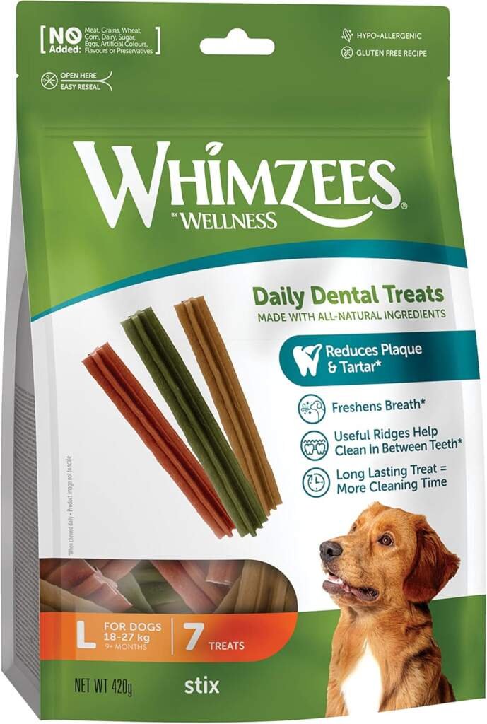 WHIMZEES by Wellness, Bâtonnets à Mâcher pour Chien de Petite Taille, Friandises Naturelles pour lHygiène Bucco-Dentaire, Taille S, Sac de 28 Pièces