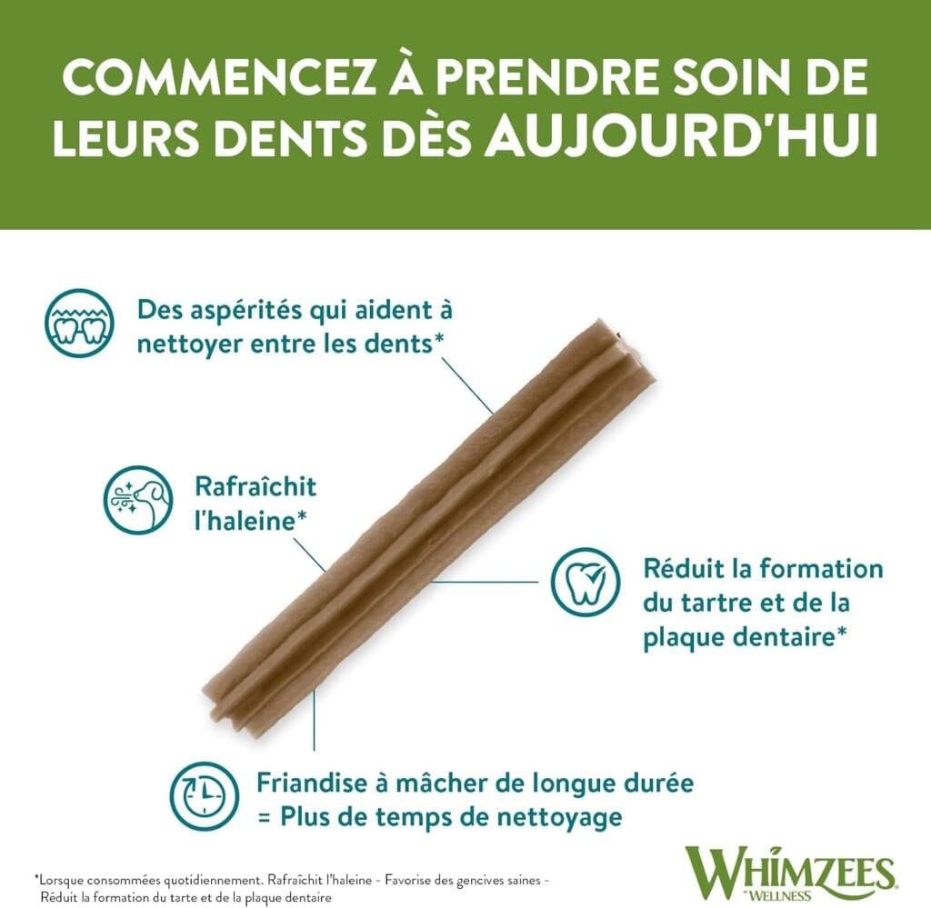 WHIMZEES by Wellness, Bâtonnets à Mâcher pour Chien de Petite Taille, Friandises Naturelles pour lHygiène Bucco-Dentaire, Taille S, Sac de 28 Pièces