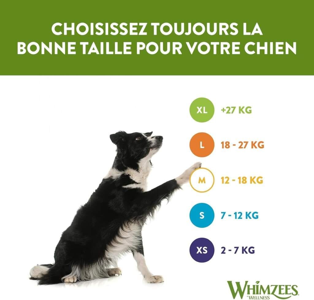 WHIMZEES by Wellness, Friandises Naturelles pour lHygiène Bucco-Dentaire à Mâcher pour Chien de Taille Moyenne, Boîte de Variété, Taille M, Boîte de 28 Pièces