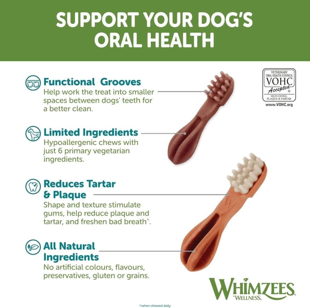 WHIMZEES by Wellness, Friandises Naturelles pour lHygiène Bucco-Dentaire à Mâcher pour Chien de Taille Moyenne, Boîte de Variété, Taille M, Boîte de 28 Pièces