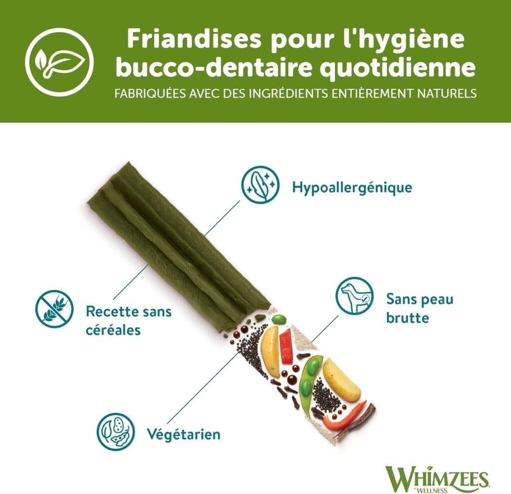 WHIMZEES by Wellness, Friandises Naturelles pour lHygiène Bucco-Dentaire à Mâcher pour Chien de Taille Moyenne, Boîte de Variété, Taille M, Boîte de 28 Pièces