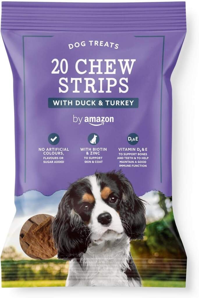 by Amazon - Friandises pour chiens - 20 bandes à mâcher avec canard et à la dinde, 200 g