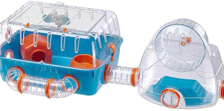 ferplast cage pour hamsters combi 2 habitat pour petits rongeurs plastique robuste toit avec grille qui souvre tunnel et