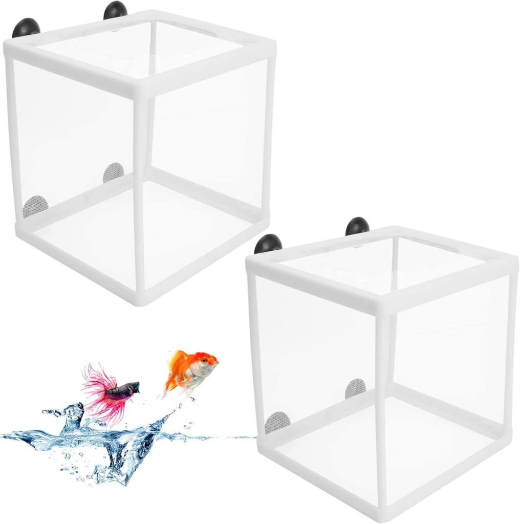 Filet Délevage Aquarium 2 Pcs Boîte Délevage de Poissons Aquarium Boîte dIsolation de lÉcloserie Incubateur de Poissons Daquarium Filet de Séparation de Poisson de Bébé avec 8 Pcs Ventouses