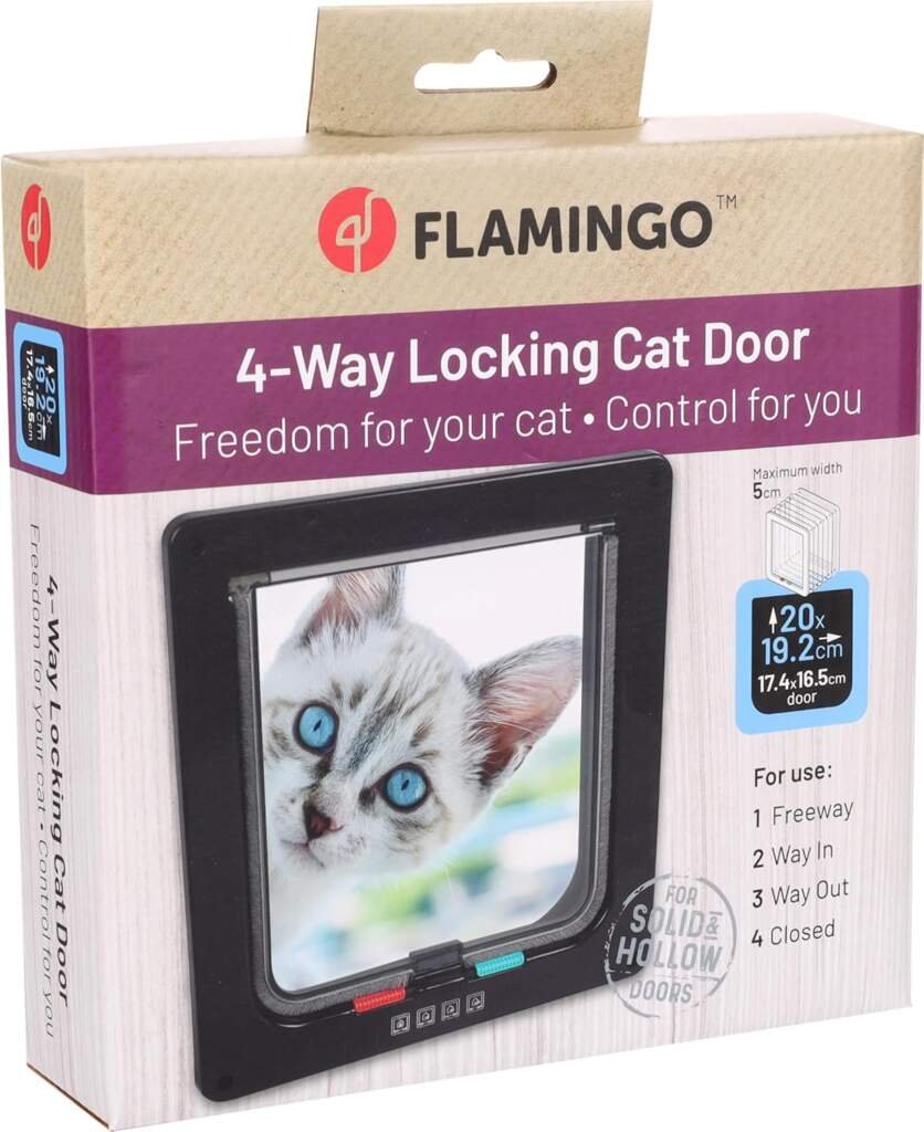 Flamingo Chatière Fanni 2 Réglages Noire - Silencieuse avec Fermeture Magnétique, Facile à Installer pour Toutes Portes