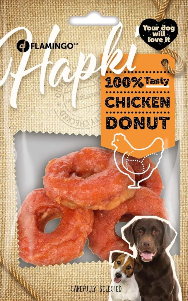 Flamingo Snack Hapki Donut au Poulet - Délicieuse Friandise Naturelle pour Chiens - Idéale pour Récompenser et Faire Plaisir à Votre Compagnon !