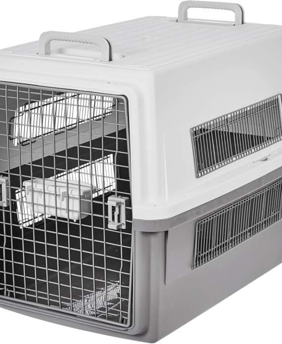 iris ohyama caisse cage box de transport pour chien chat 2 portes clips et loquet de securite plastiquepp sans bpa l46 x 3