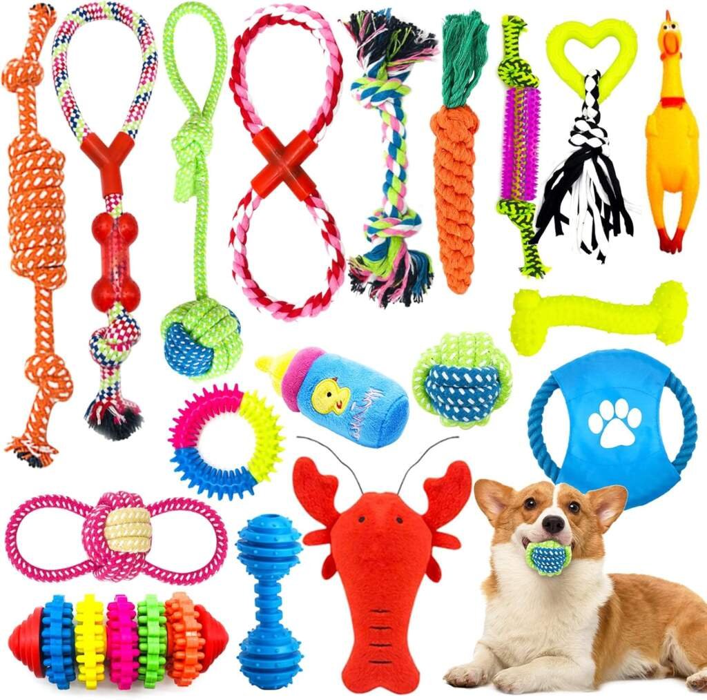 JOYBOY Jouets pour Chien,18 pièces Jouet Chien Corde,Durables Indestructible Jouet à Mâcher Corde de Dentition pour Petit et Moyen Chien