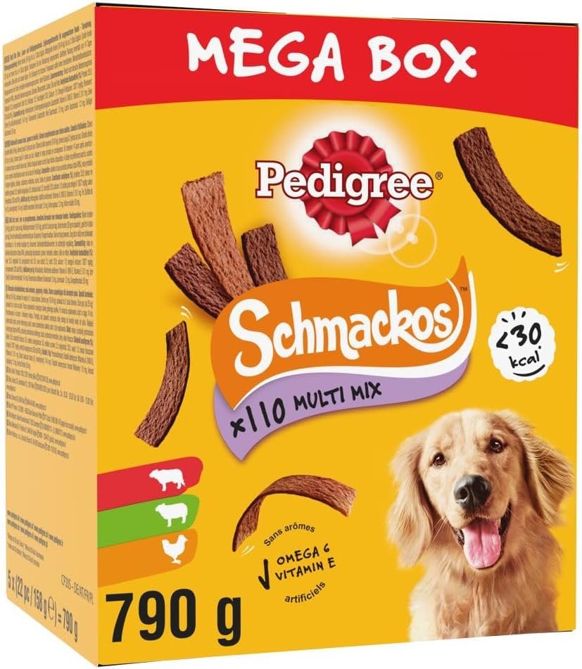 Pedigree Schmackos Mega Box – Récompenses multi mix saveurs pour chien – Friandises aux multi mix – 790 g