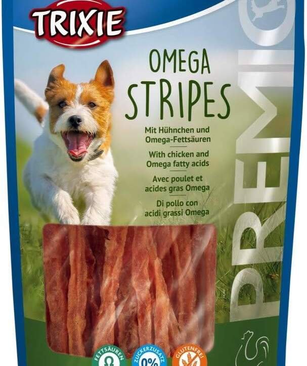 trixie premio omega stripes poulet pour chien 100 g