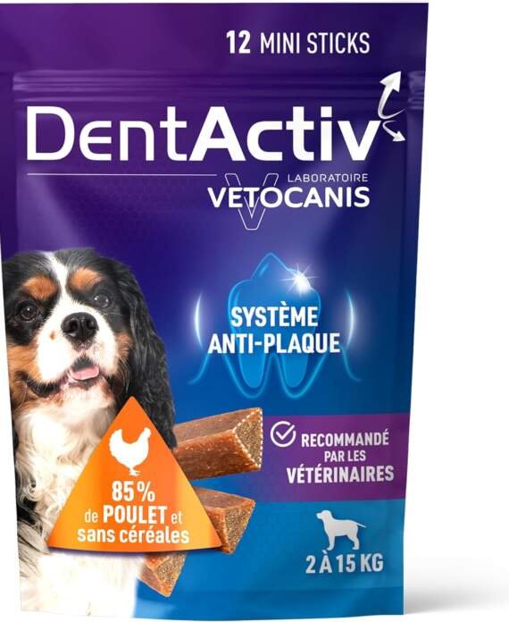 vetocanis dentactiv stick dentaire chien friandises pour chien gourmandes pour lhygiene et sante du chien riche en viand 3