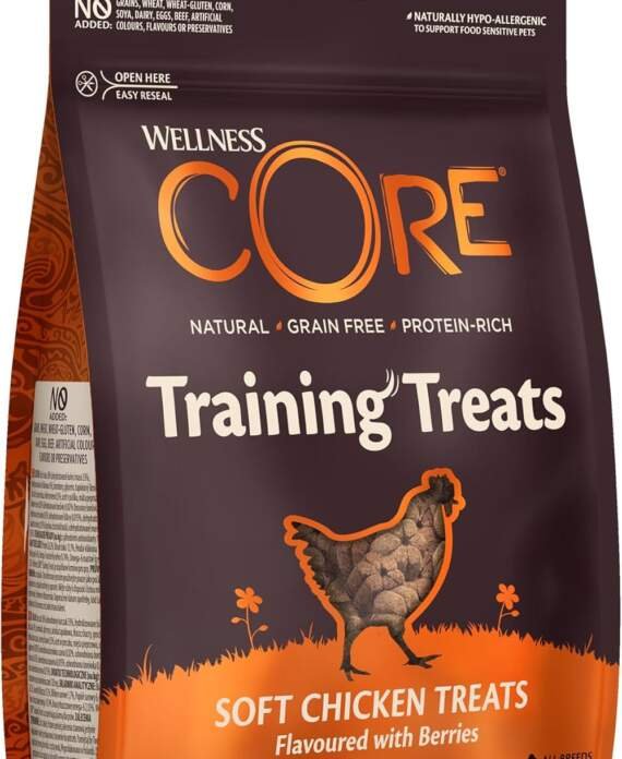 wellness core wellness core training treats poulet baies friandises moelleuses pour chien parfait lapprentissage naturel