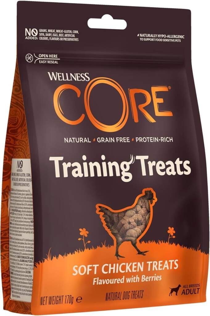 WELLNESS CORE WELLNESS CORE Training Treats Poulet  Baies, Friandises Moelleuses pour Chien, Parfait lapprentissage, Naturelles, sans Céréales, Riche en protéines, 170 g