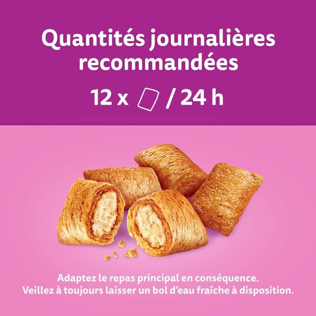 WHISKAS LES IRRÉSISTIBLES - Friandises au Poulet  au Fromage pour Chat Adulte - 8 Boîtes de 60g - Sans Arômes Artificiels, Idéal pour Partager un Moment de Complicité