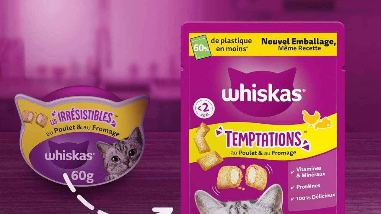 whiskas les irresistibles friandises au poulet au fromage pour chat adulte 8 boites de 60g sans aromes artificiels ideal 2