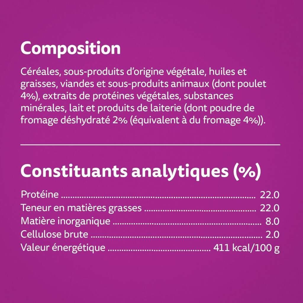 WHISKAS LES IRRÉSISTIBLES - Friandises au Poulet  au Fromage pour Chat Adulte - 8 Boîtes de 60g - Sans Arômes Artificiels, Idéal pour Partager un Moment de Complicité