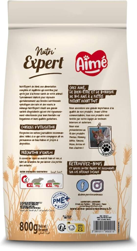 AIME Aliment complet Rat et Souris, NUTRIBALANCE EXPERT, Repas Premium varié vitamines et digestion optimale, 800G