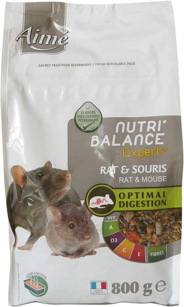 AIME Aliment complet Rat et Souris, NUTRIBALANCE EXPERT, Repas Premium varié vitamines et digestion optimale, 800G