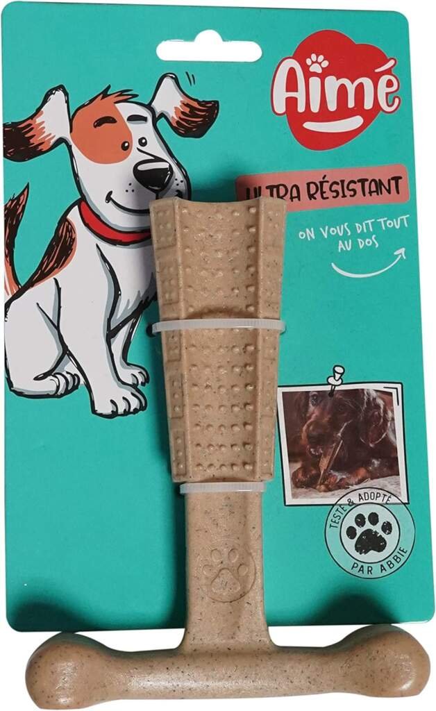 Aimé Jouet à Mâcher pour Chien Moyens et Grands au Poulet 14 cm , Os en Fibres de Bambou et Nylon ,Jouet Chien qui Favorise lHygiène Bucco-Dentaire