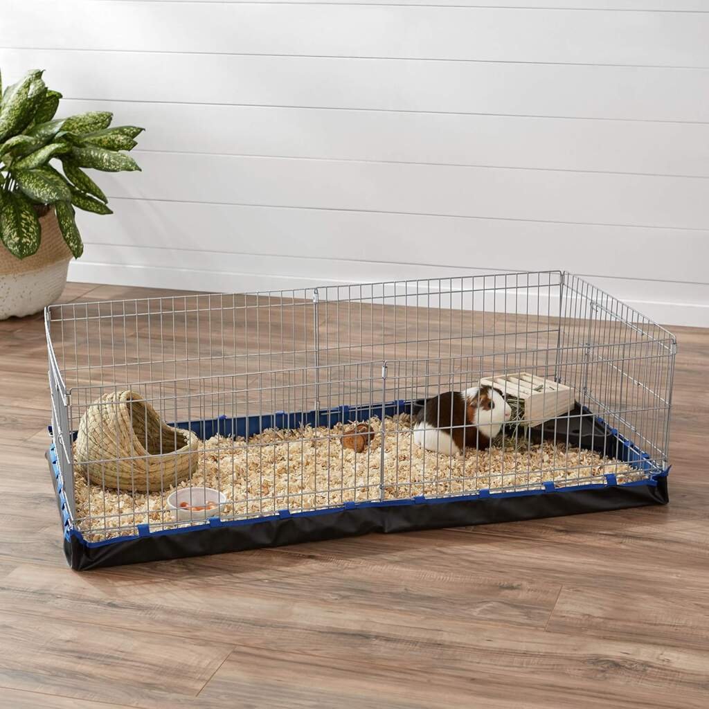 Amazon Basics - Étanche Cochon dInde Cage pour petits animaux avec fond en toile, Bleu, L 118 x l 35 x H 60 cm