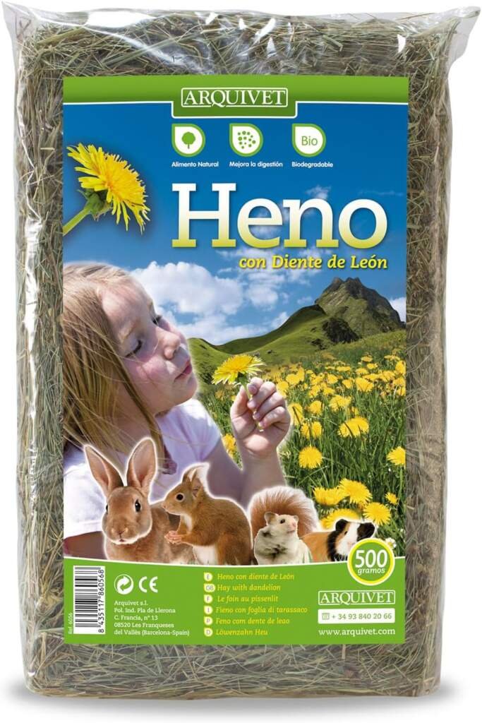 ARQUIVET Le foin au pissenlit pour les rongeurs et les petits mammifères - 500 g - Hoy pour les lapins, cobayes, hamsters - complément des aliments