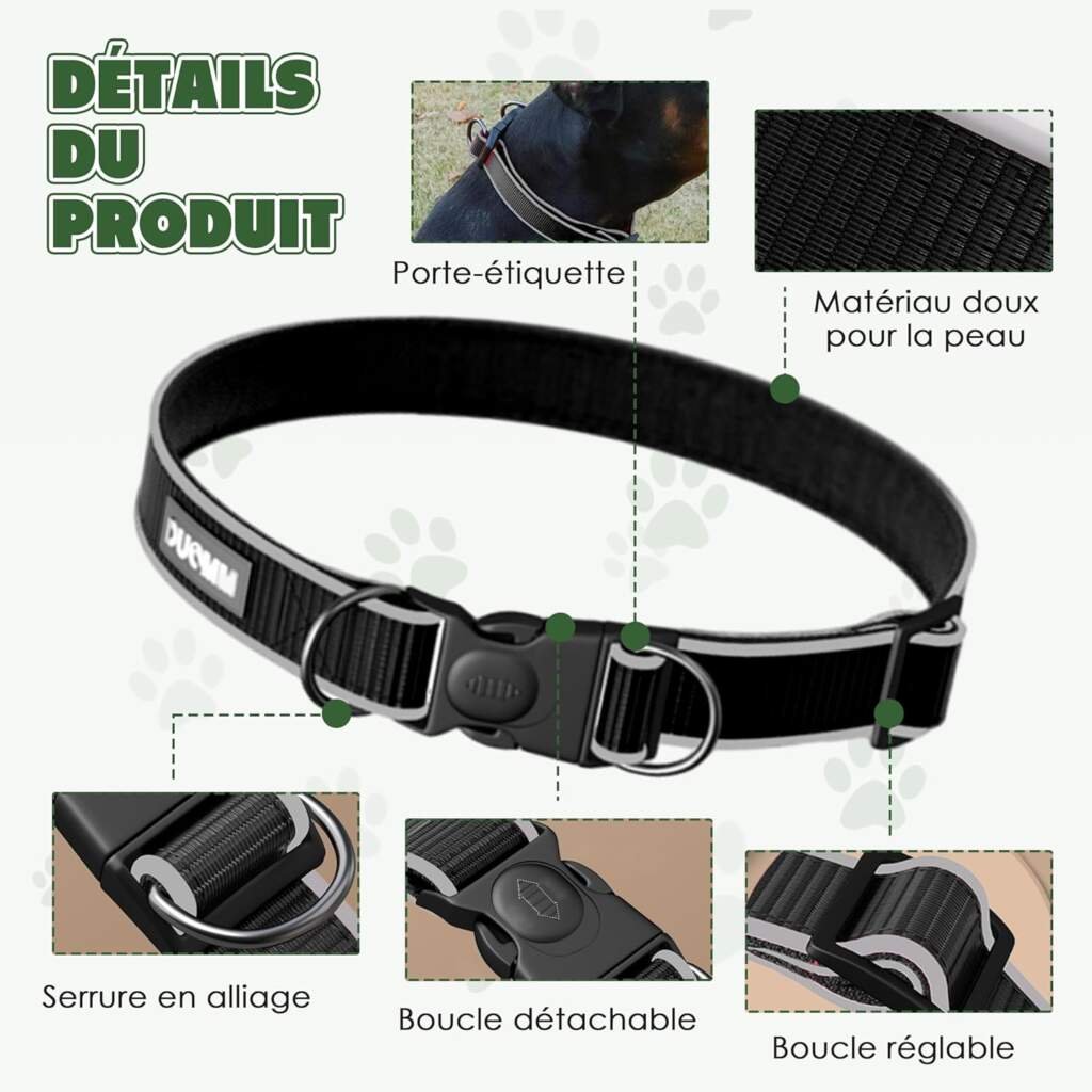 Collier GPS pour Chien avec Traceur - Dispositif de localisation/portée illimitée/Mode Perdu pour Chien Taille Ajustable Intelligent Ensemble Collier-Fonctionne avec Apple Find My (iOS Uniquement)