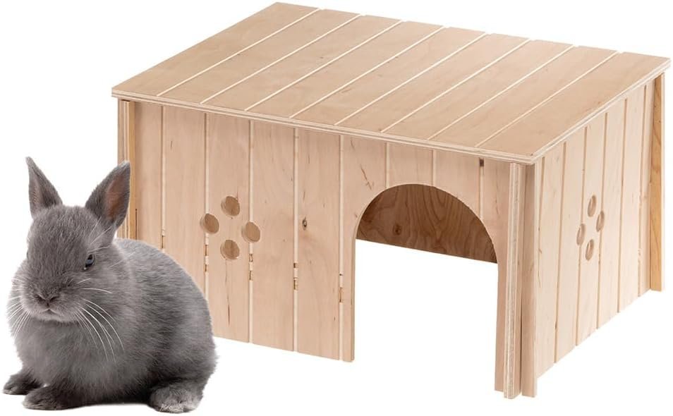 Ferplast Maison Lapin, Accessoire pour Cage Lapin, avec Toit Plat et Trous dAération, en Kit de Montage, 37 x 27,7 x h 20 cm, Sin 4647 Niche Maison en Bois pour Lapins