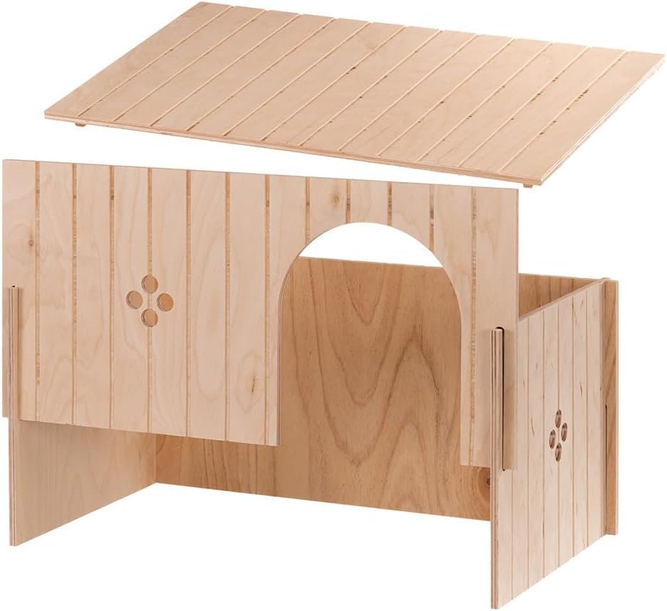 Ferplast Maison Lapin, Accessoire pour Cage Lapin, avec Toit Plat et Trous dAération, en Kit de Montage, 37 x 27,7 x h 20 cm, Sin 4647 Niche Maison en Bois pour Lapins