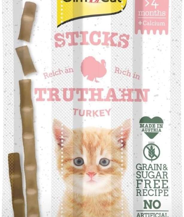 gimcat kitten sticks dinde batonnets moelleux a macher avec un pourcentage eleve de viande et sans sucre ajoute 1 paquet