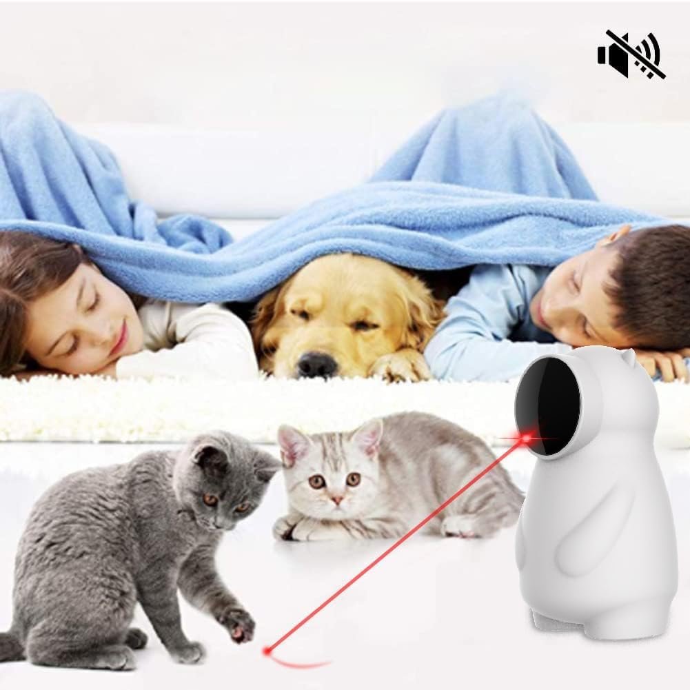 Jouet Chat interactif, Jouet Chaton Interieur électronique Intelligent Automatique à LED Rouge, Jeu Chat, 4 Modes Jeux Chat pour Chatons ou Chats Adultes, Rechargeable