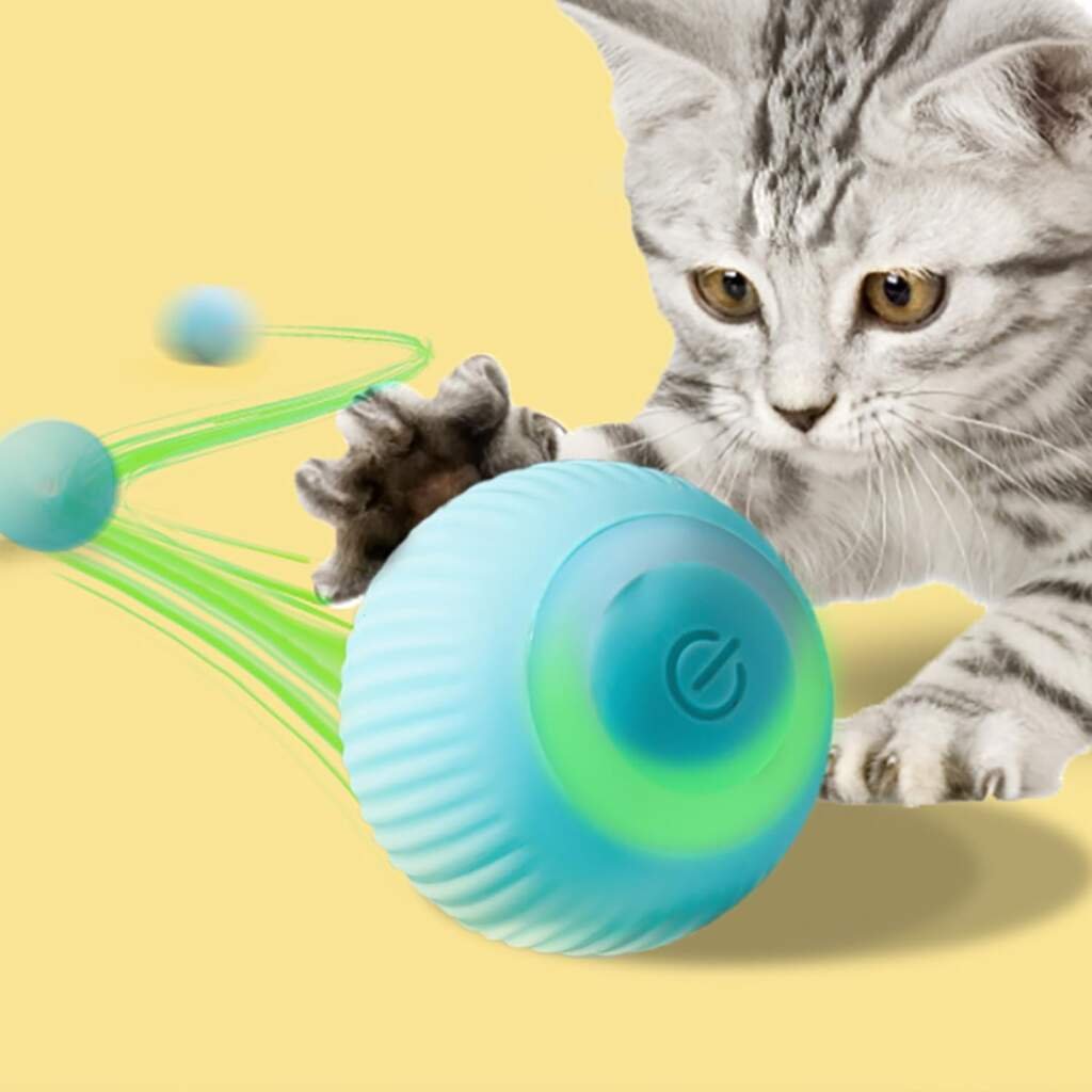 LacyMC Jouet interactif pour Chat,Rotation Automatique et Chargement,Boule électrique Automatique Rechargeable,Rotation Automatique à 360 Degrés et Chargement USB (Bleu01)