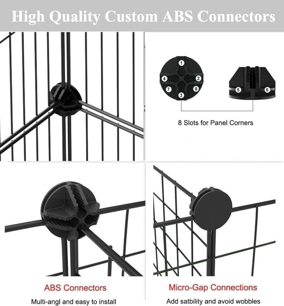 Langxun Bricolage avec Porte Petit Animal Pet Fence, Cage de Lapin, Cage de Cochon dInde, Chiot, Chaton Fence, intérieur ou extérieur Portable Treillis métallique Fence(30 * 38 12pcs)