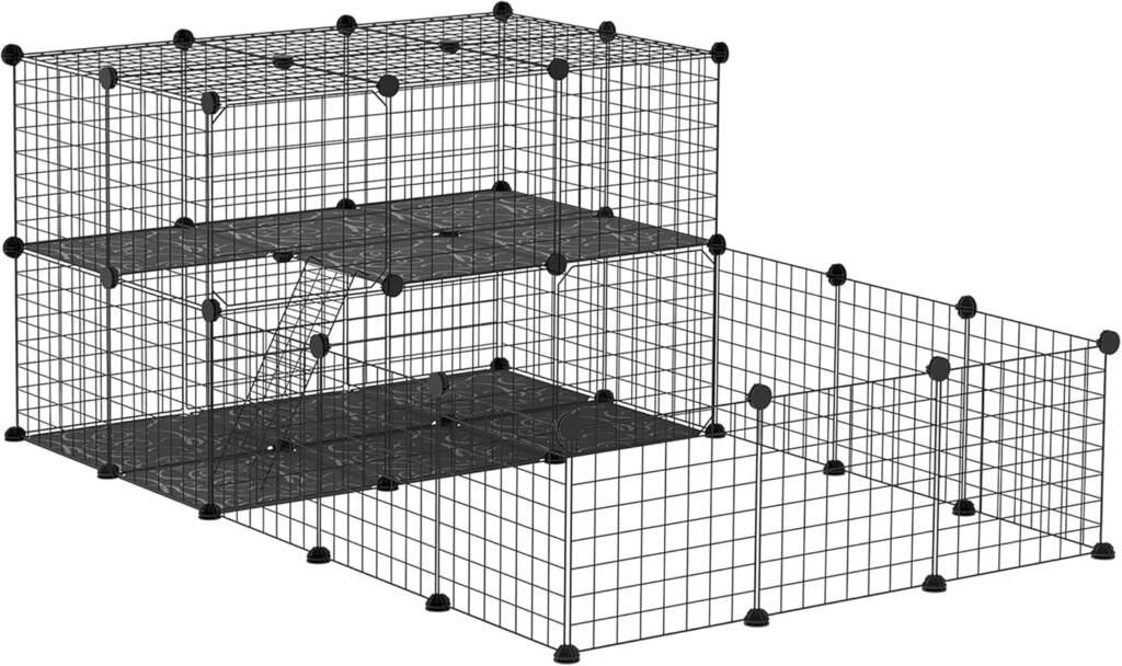 PawHut Enclos pour Petits Animaux Parc pour Chiot clôture pour Animaux domestiques modulable DIY 47 Panneaux Noir