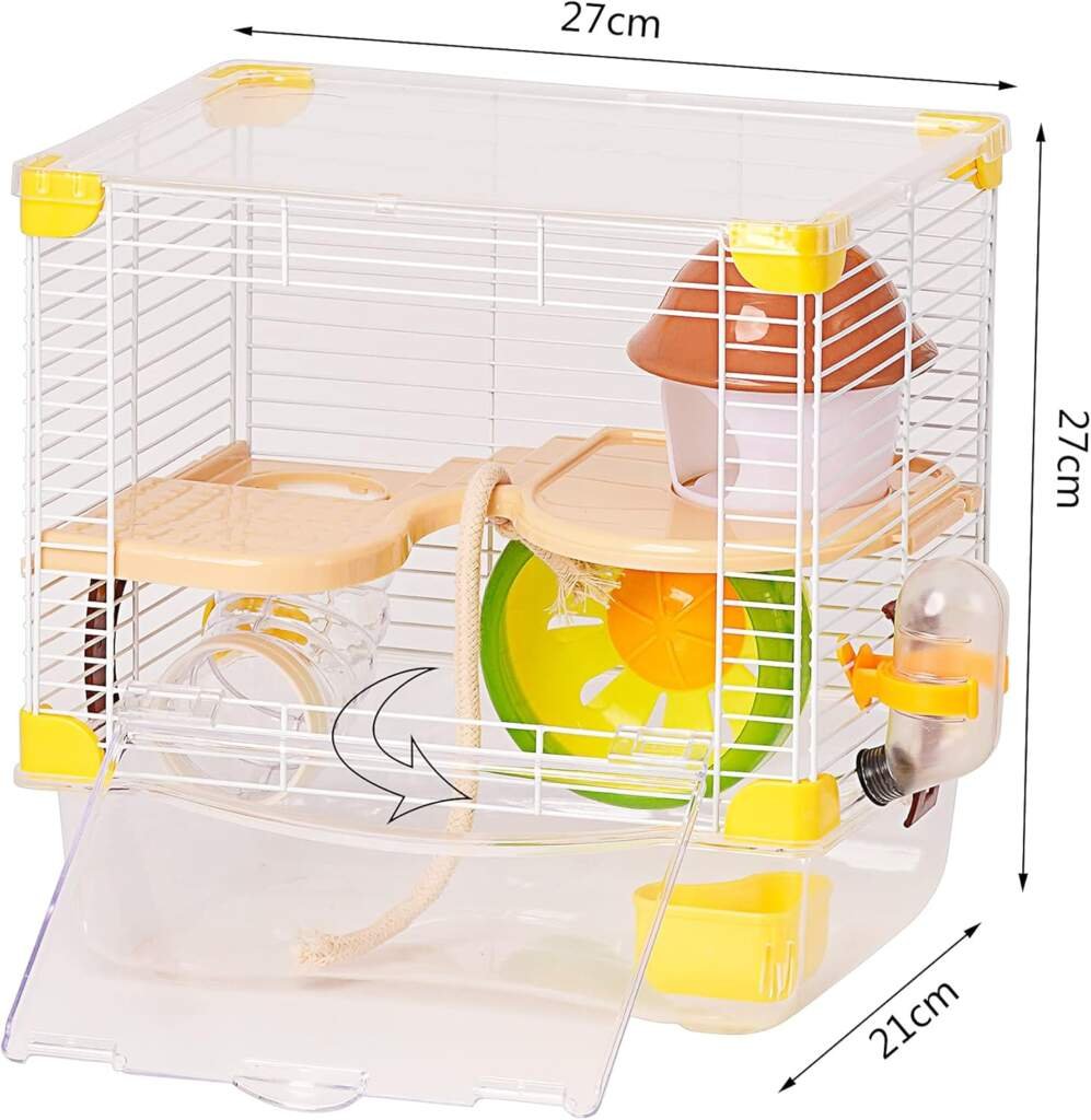 Smell  Smile 156 Cage pour hamster avec tunnels, abreuvoir et mangeoire Coloris aléatoire 27 x 20,5 x 47 cm