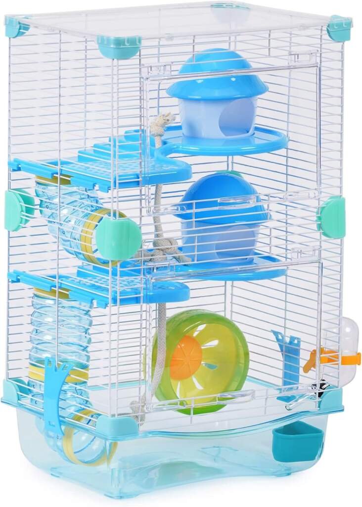 Smell  Smile 156 Cage pour hamster avec tunnels, abreuvoir et mangeoire Coloris aléatoire 27 x 20,5 x 47 cm